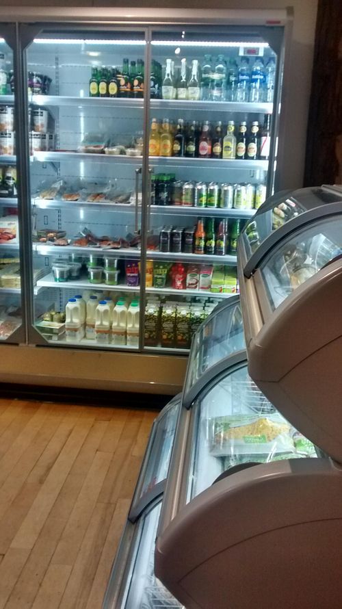 Organic juices and meat. Boo. at Pillars of Hercules Organic Farm Shop and Cafe in Falkland