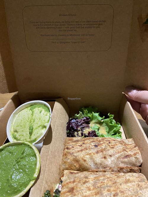 Old Delhi bhurji wrap in the box  at Greenr Cafe in New Delhi