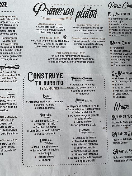 Menú   at Sisters Coffee Shop And Kitchen in Tenerife