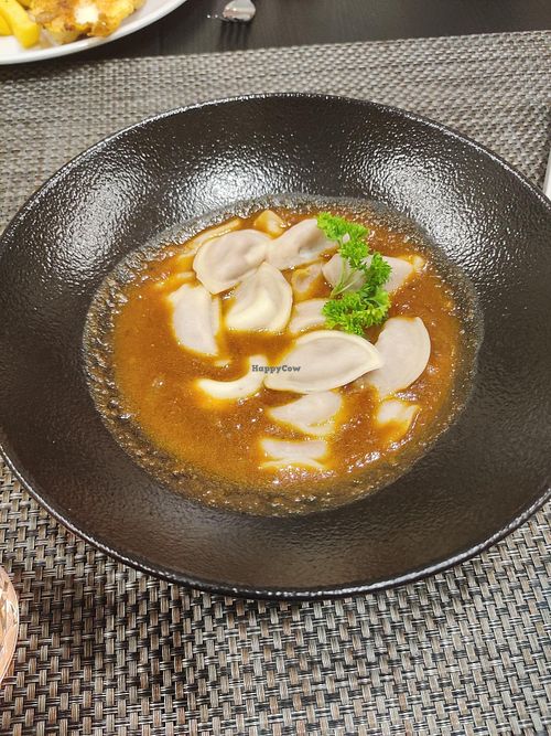 dumplings with pasta sauce at Lāsīte in Stende