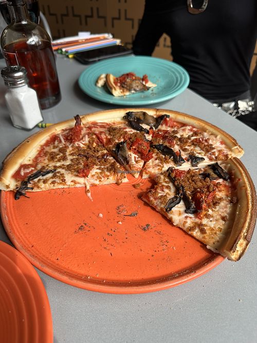 Vegan cheese, vegan sausage, sun dried tomatoes and portabella mushrooms  at IL Vicino in Santa Fe