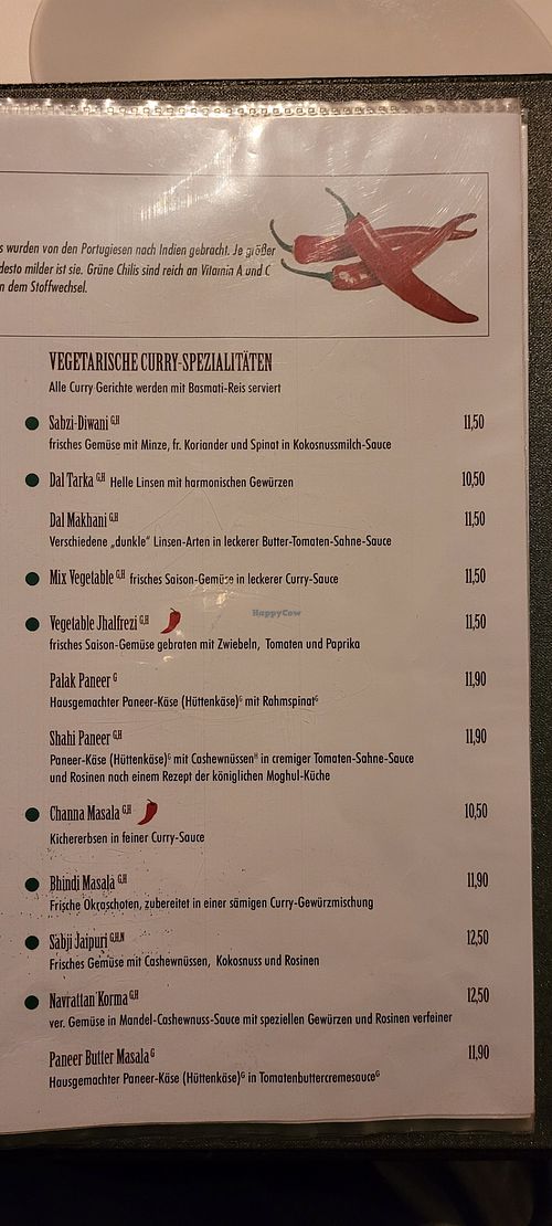 Vegetarian and vegan options in the menu. at Little India in Vaterstetten
