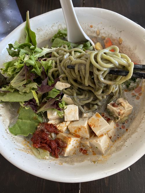 Veg black tan-tan- kale noodles & spicy miso  at Arashi Ramen in Canmore