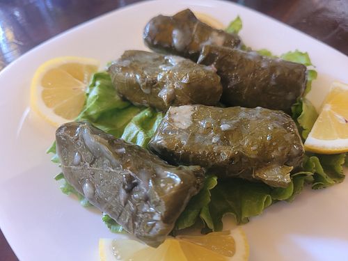 Rice in vine leaves. Just lovely. at Palmyra Restaurant in Tirana