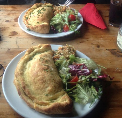 two vegan calzone at The Railway Hotel in Southend-on-sea