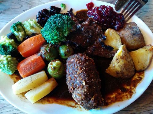 nut-roast meal at The Railway Hotel in Southend-on-sea