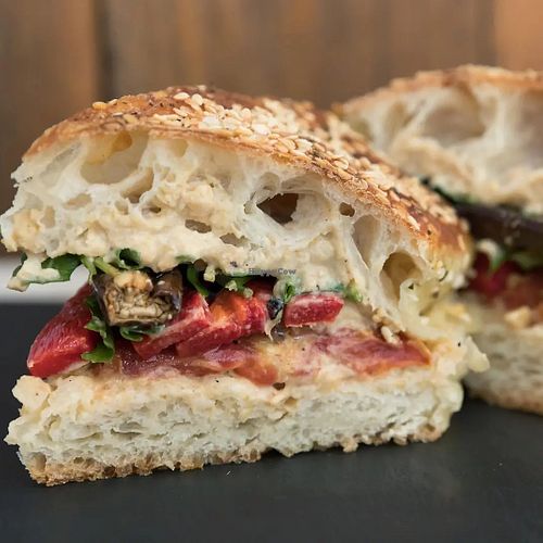 Vegan hummus sandwich at Choc O Pain French Bakery & Café in Hoboken