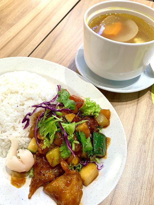 $11. 1 pax set. 1 Soup 1 dish 1 rice   at Zuya Vegetarian Cuisines 竹雅素食 - Tiong Bahru Plaza in Central Singapore