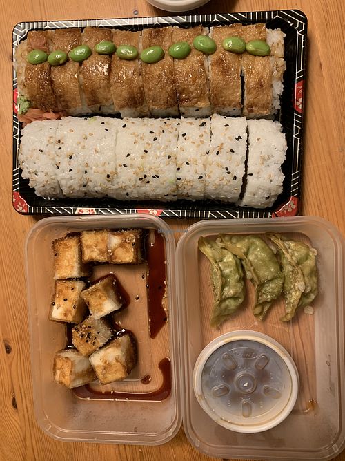Vegan rolls and appetizers   at Tofu Warriors in Mildenhall