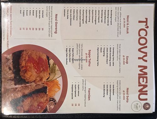Menu at T-Covy in Semarang