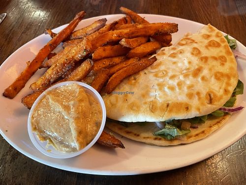 Gyro & Sweet Potato Fries #Veganuary at Lucky's Taproom and Eatery in Dayton