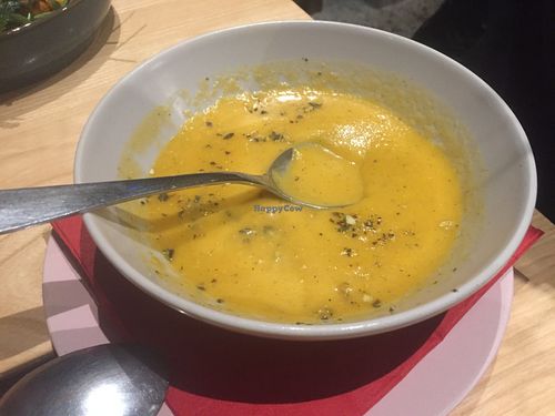 Thick n tasty pumkin soup at Rai Urban Vege in Belgrade