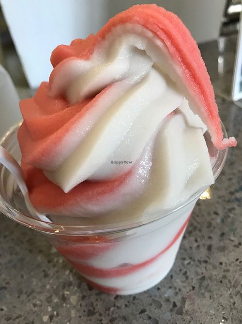 Soft serve strawberry coconut twist at Puree Juice Bar in Bethesda