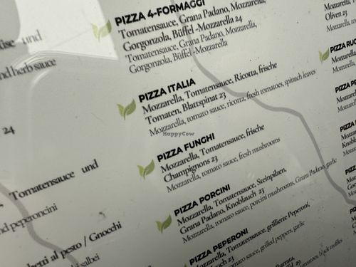 vegan menu  at Pomodoro in Bern
