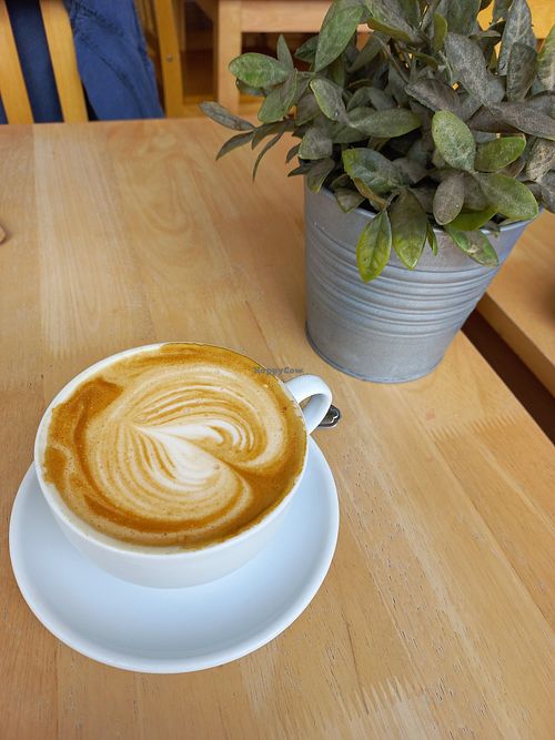 Oat milk latte at The Lavender House Cafe in Bromley