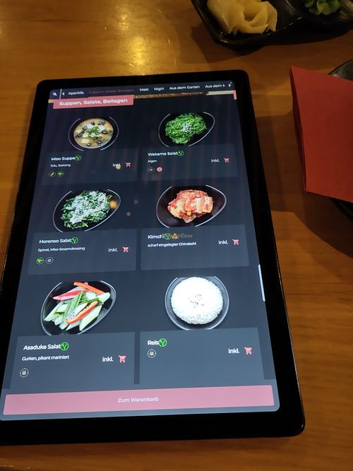 The electronic menu at Kawaru in Munich