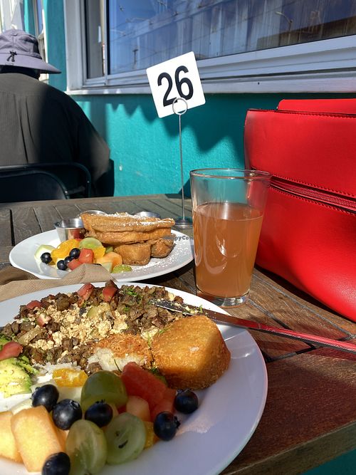 Got Crazy - Vegan Scrabble and Half Order of French Toast Sticks with Kombucha 😋✨✨✨  at Beach'n SF in San Francisco