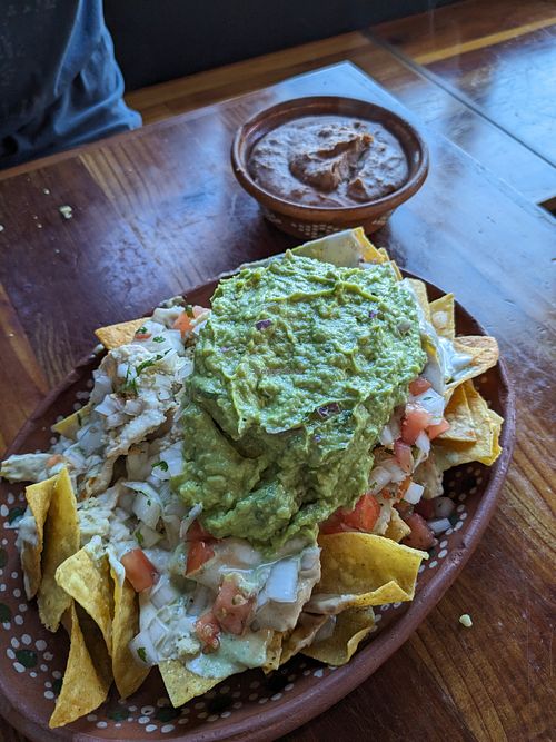 Nachos (with the beans on the side) at Mis Tacones in Portland