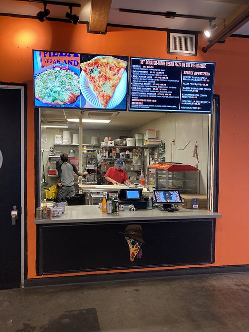 Front of store at Secret Vegan Pizza in Los Angeles