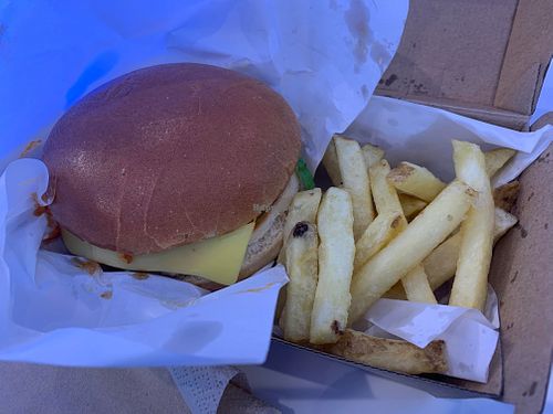 Big buffalo burger and fries  at More Life  in West Bromwich