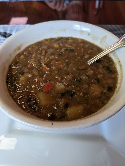 Lentil soup at Vegan Tierra in Cooper City