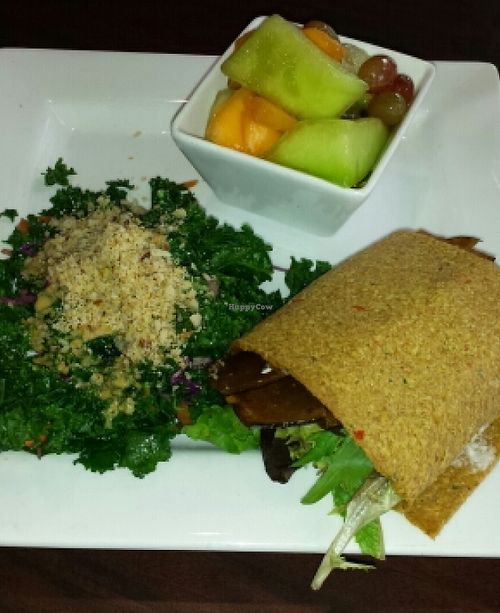 Eggplant bacon wrap with kale salad at Good Life Cafe in Columbia