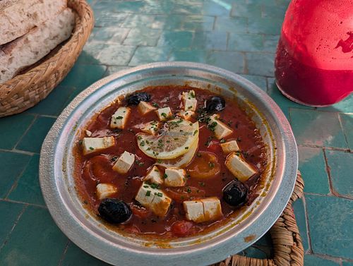 Vegan shakshuka (the big bang) at Teapot Cafe in Taghazout