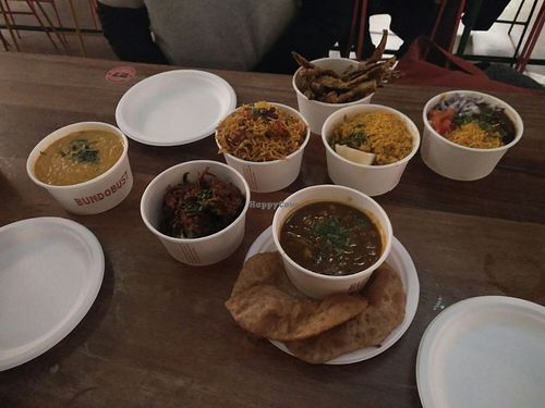 The vegan set for 2 plus dahl. at Bundobust - Oxford St in Manchester