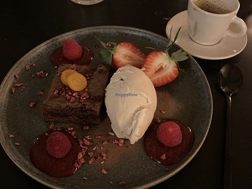 Brownie dessert  at Grøn'46 in Aarhus