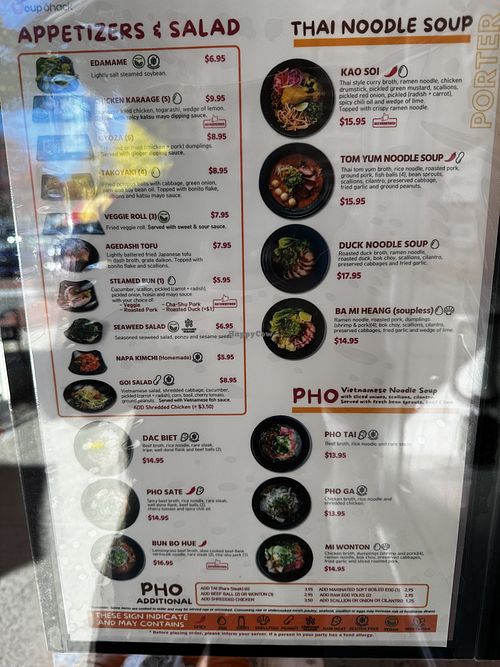 Most up to date menu, 20241027  at Soup Shack in Cambridge