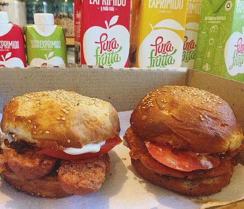 Chori burger  at Almacen de la Plaza Vegan in Buenos Aires