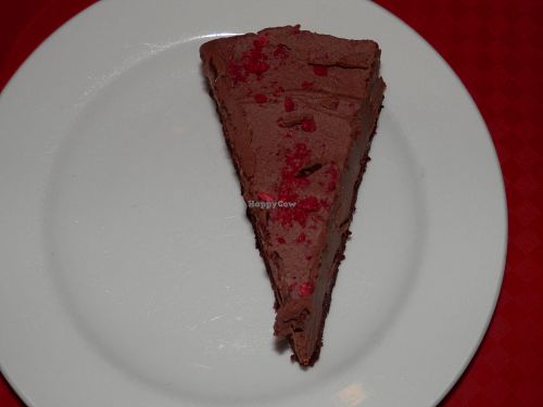 Gluten free chocolate and raspberry cheesecake at Hillside Shire Horse Sanctuary Cafe in West Runton