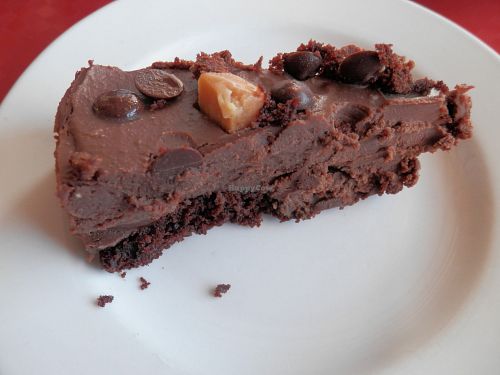 Vegan and gluten free chocolate and caramel cheesecake at Hillside Shire Horse Sanctuary Cafe in West Runton