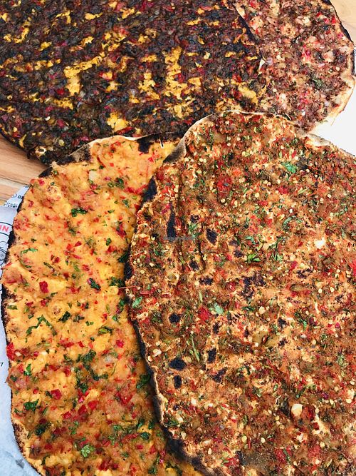 Vegan lahmacun options  at Lahmacun Dünyası in Istanbul