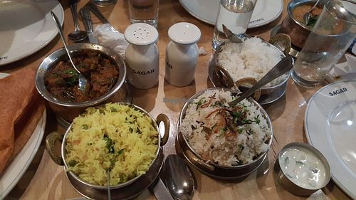 Bhindi Bhajee, Lemon rice, Galric rice, Plain rice at Sagar Vegan & Vegetarian Restaurant - Covent Garden in London