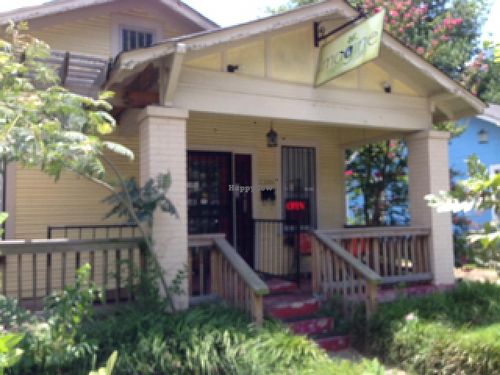 outside at Imagine Vegan Cafe in Memphis