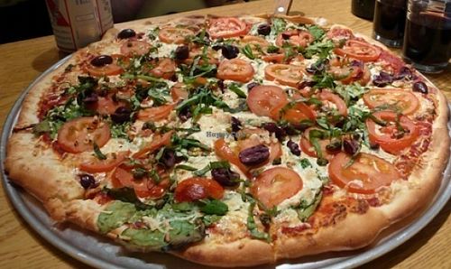 purgatory greek vegan pizza at Purgatory Pizza in Los Angeles