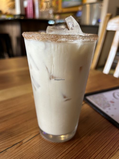 The o-chata (house made oat milk horchata - bomb!)   at Bambi Vegan Tacos in Sacramento