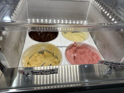 Nice to have options. I chose the strawberry mint sorbet and chocolate. They were great together    at Rose Rock Microcreamery in Broken Arrow