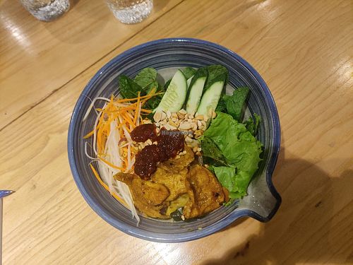 Mixed noodles bún trộn at Bánh mí Vegan Vietnam in Hanoi