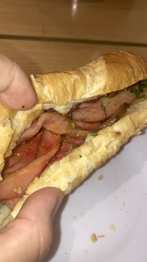 Bbq pork banh mi  at Bánh mí Vegan Vietnam in Hanoi