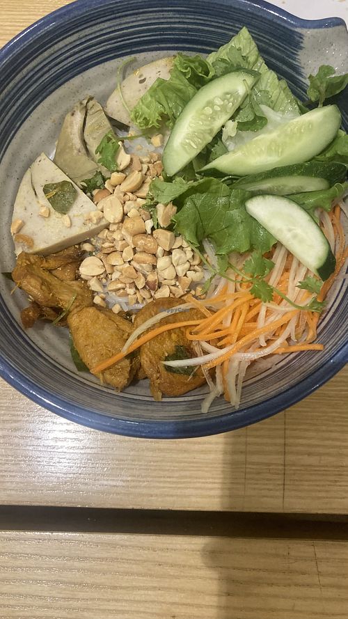 Southern fried noodles  at Bánh mí Vegan Vietnam in Hanoi