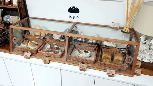 Display of breads at Slowbread o.g.o in Seoul