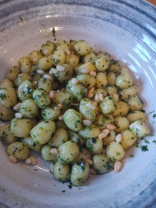 Vegan Gnocchi with pine nuts and homemade pesto at Hills in Bjorli