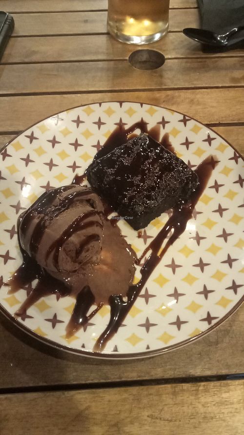 Vegan Brownie and Ice-cream  at The Canary in Leeds