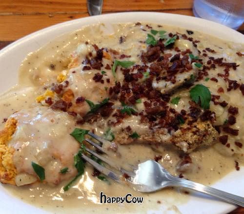 vegan country fried seitan with sweet potato biscuits  at Sweet Melissa Cafe in Laramie