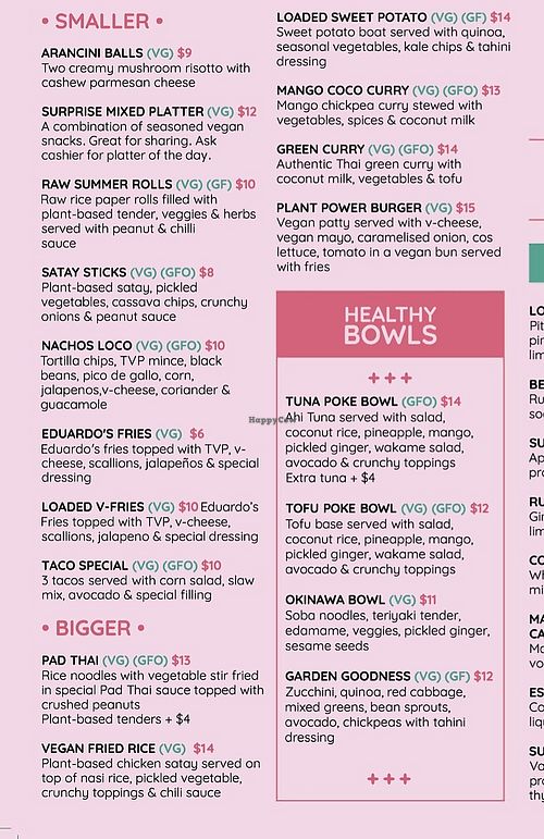 So many vegan options   at Eduardos Hideaway in Noord