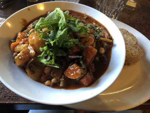 Bean stew with brown bread   at Quays in Dublin