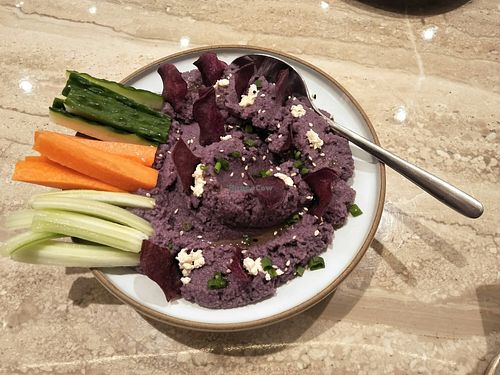 Beetroot hummus. at Green Common - Taikoo Li Qiantan in Shanghai