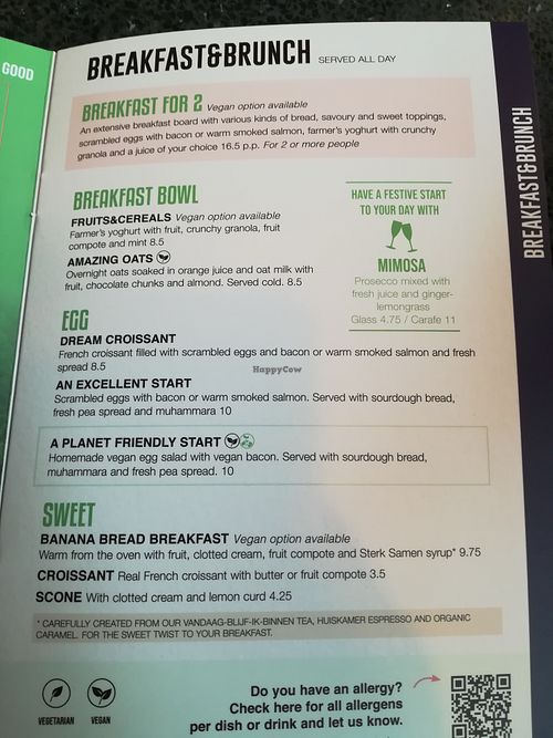 Menu at Anne&Max in Apeldoorn